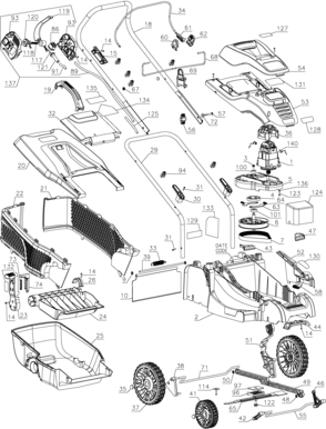 Page A Diagram and Parts List for EM1700 1 Black and Decker Lawn Mower